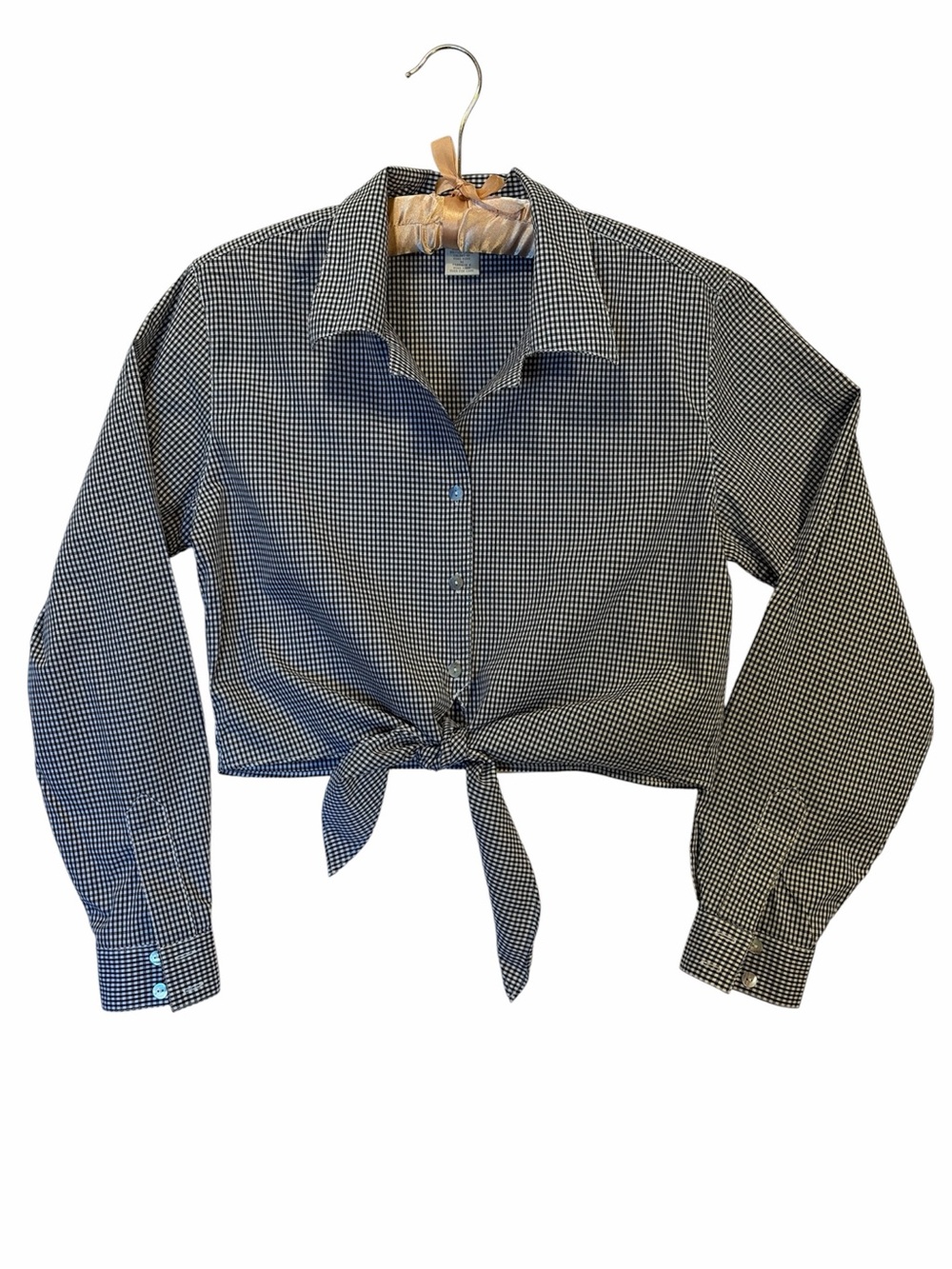 Vintage Express Compagnie Internationale Gingham Tie-Front Button-Up Shirt. Sz M